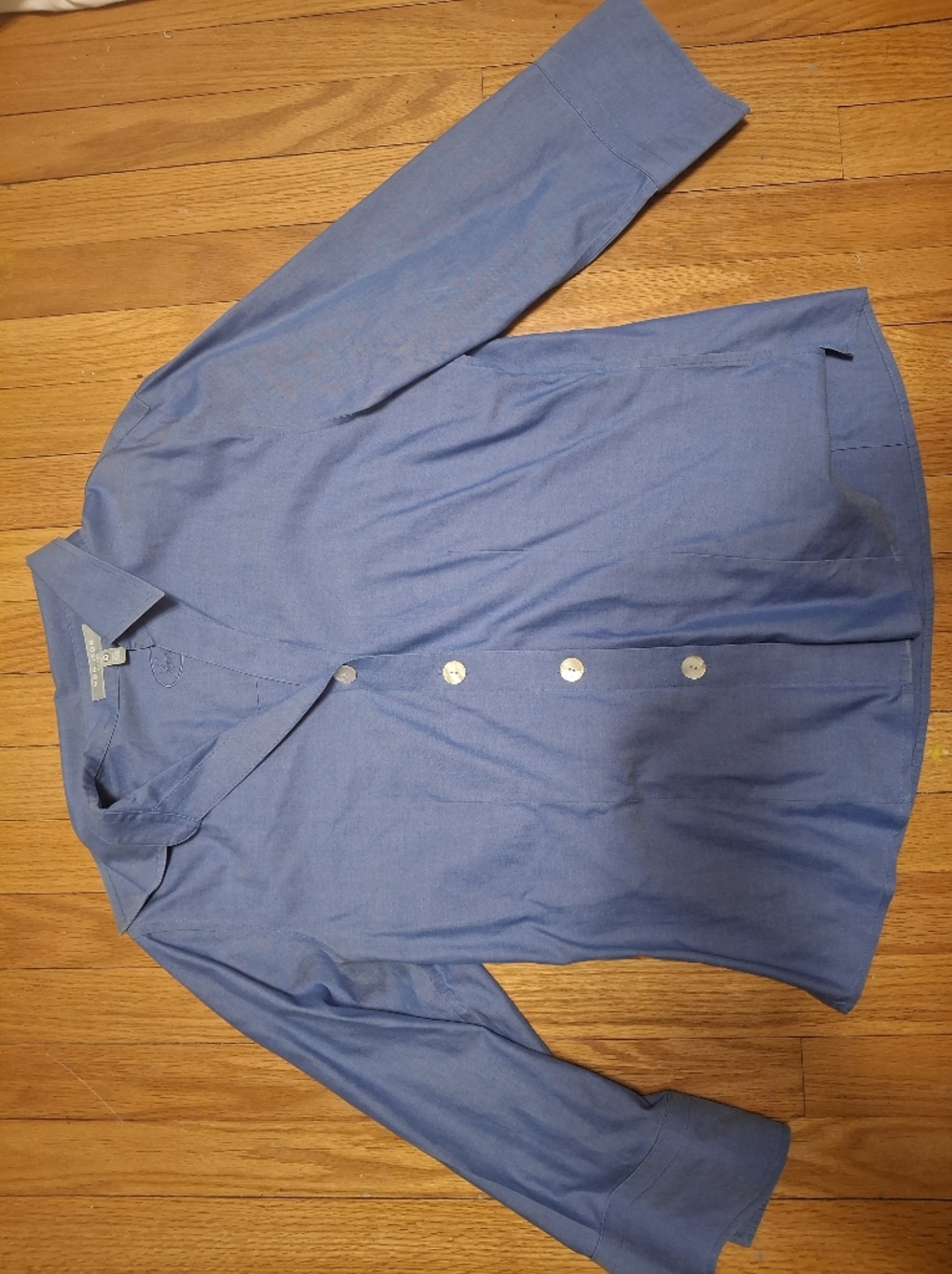 FOXCROFT NON-IRON Wrinkle Free Long Sleeve Button-down Dress Shirt BLUE XL 10